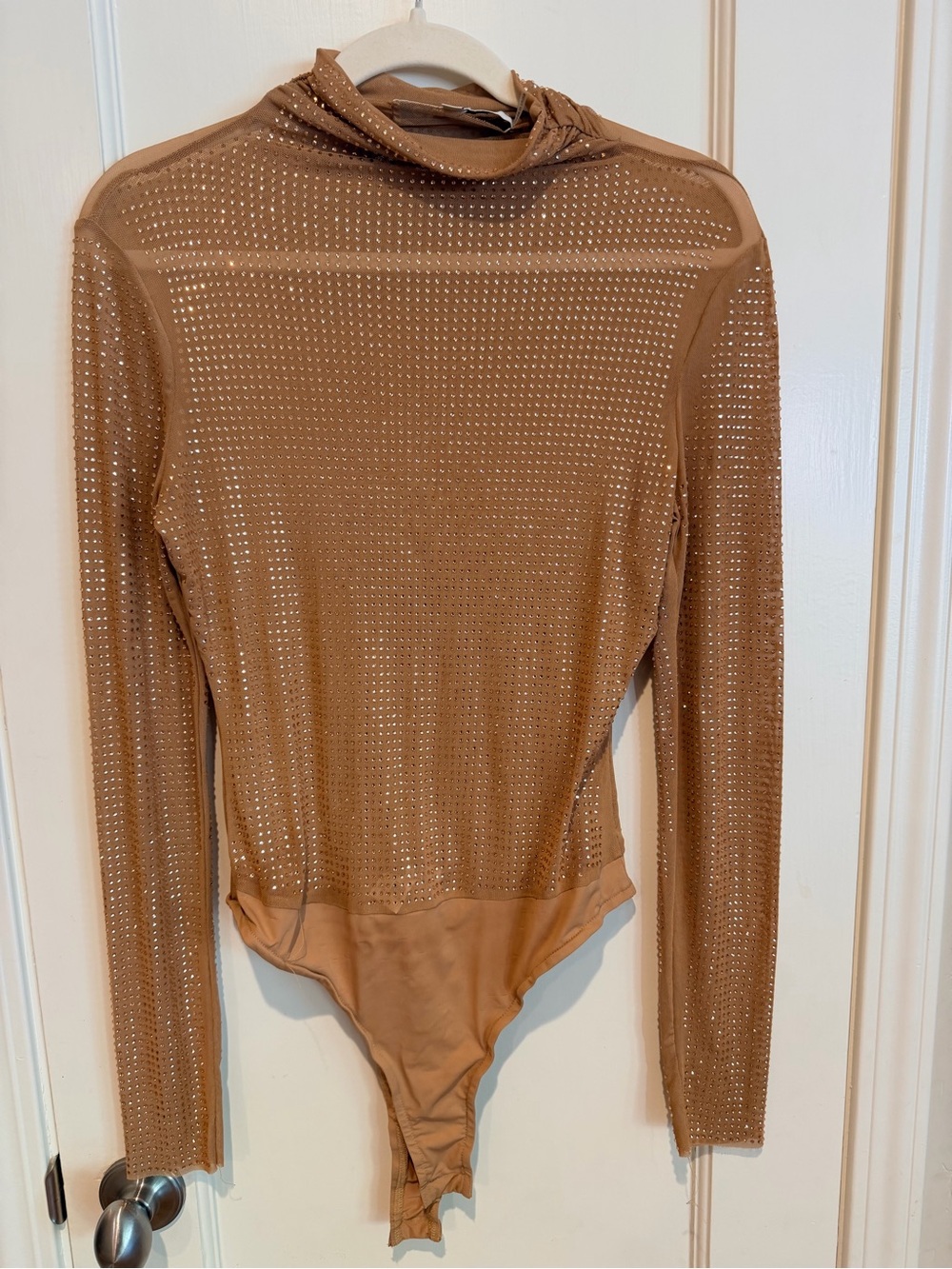 GREY LAB Rhinestone Mesh Bodysuit - Camel/Tan - Picture 2 of 4